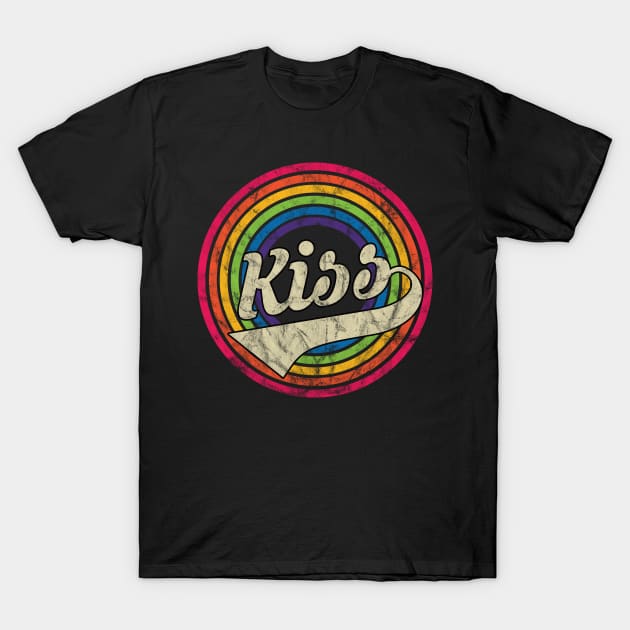 Kiss - Retro Rainbow Faded-Style T-Shirt by MaydenArt